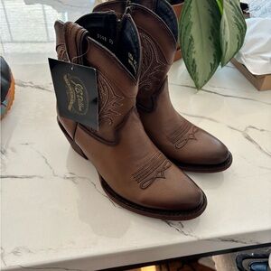 J.B. Dillon Tan Leather Ankle Boots
